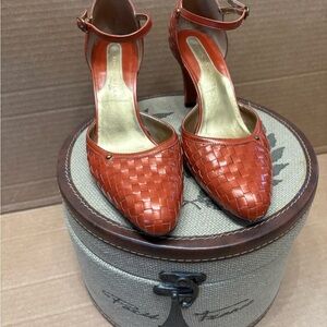 Antonio Melani IWoven Ankle-Strap Heels in Burnt Orange - Women